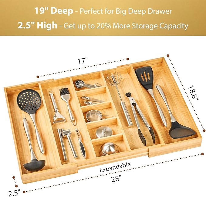 Umilife Extra Large Expandable Kitchen Drawer Organizer