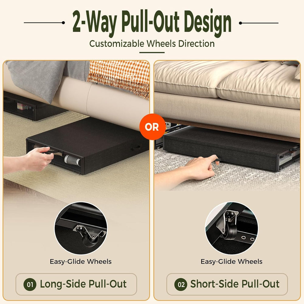 Fokyfok 2 Pack Under Bed Storage with Wheels 6 inch Height