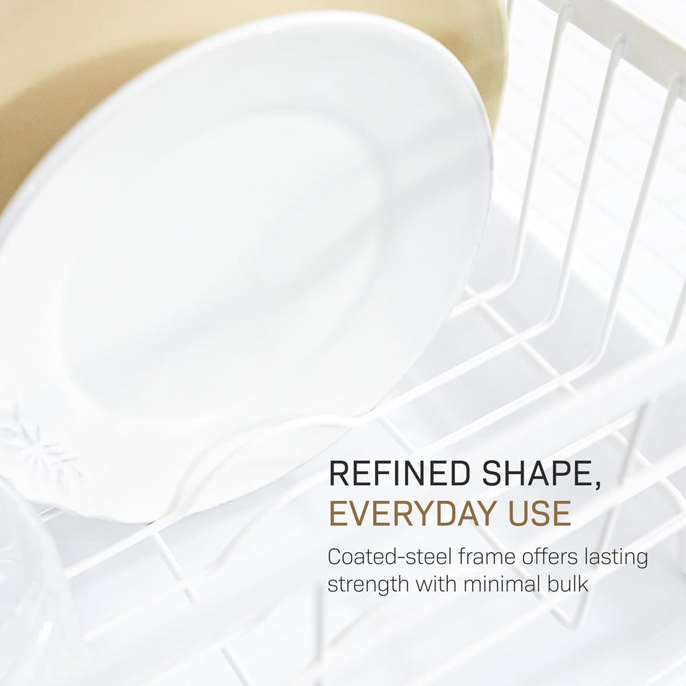YAMAZAKI Home Dish Drying Rack โ Modern White Dish Rack for Kitchen Counter w...