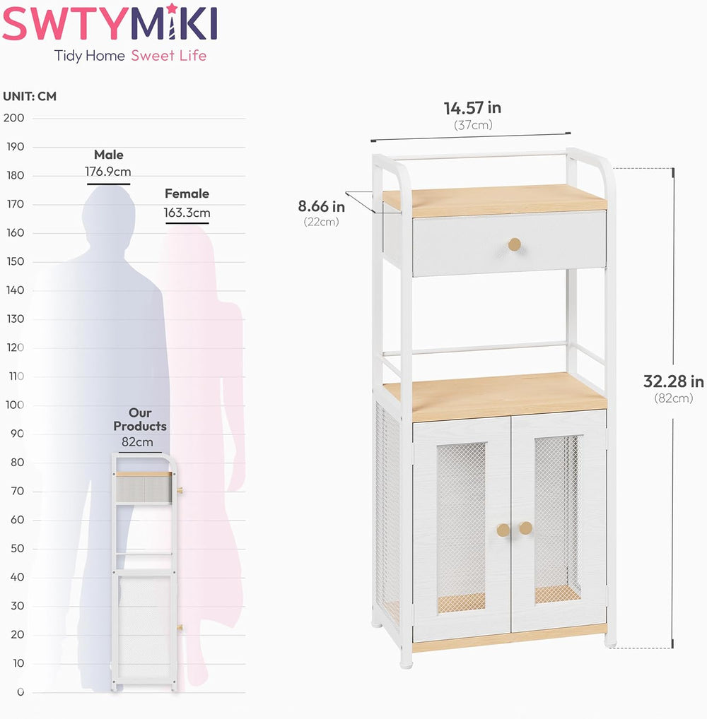 SWTYMIKI 14.57"x32.28" Bathroom Storage Cabinet – Freestanding Stor...