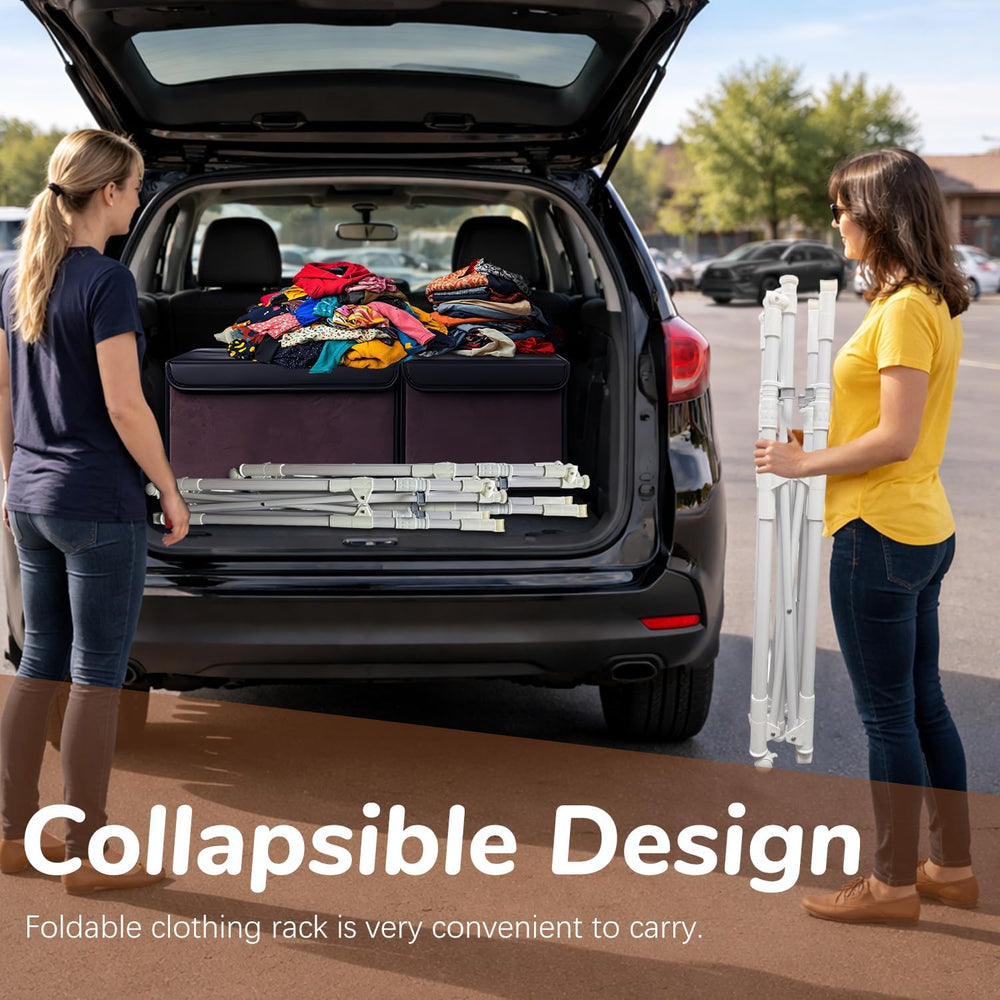 Clothes Rack, Rolling Clothes Drying Rack for Hanging Clothes Portable Foldab...