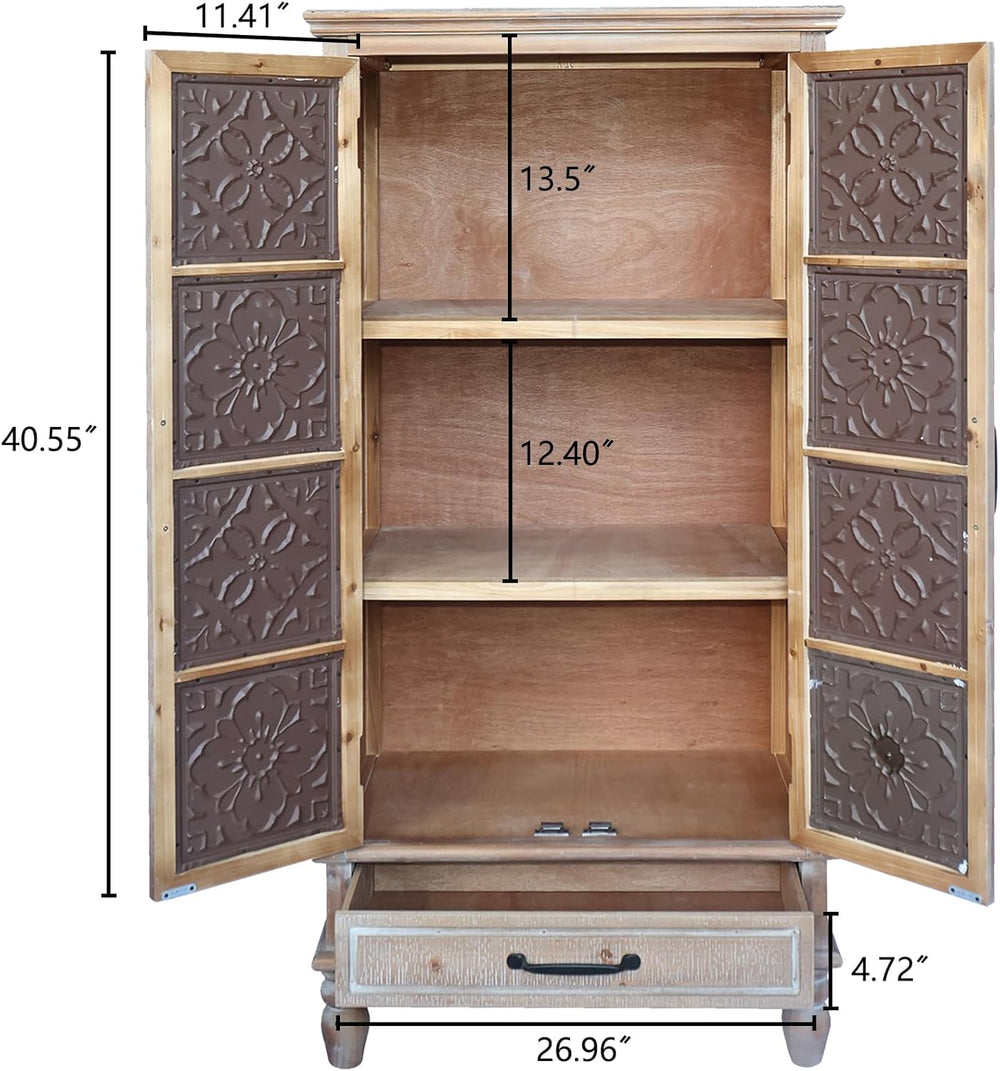 LKTART 55" Tall Carved Accent Cabinet,Solid Wood Sideboards Buffet Cabinet