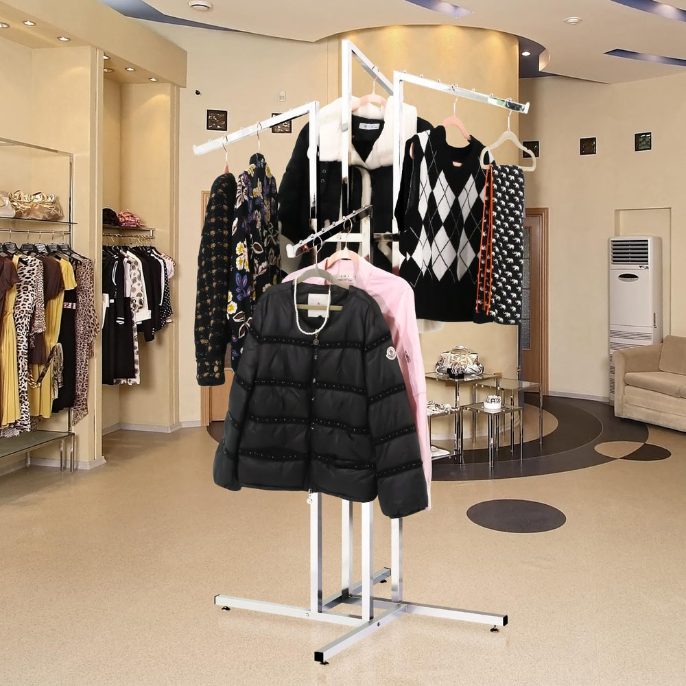 4 Way Adjustable Clothing Rack with Slanted Arms - Retail Clothing Rack Displ...