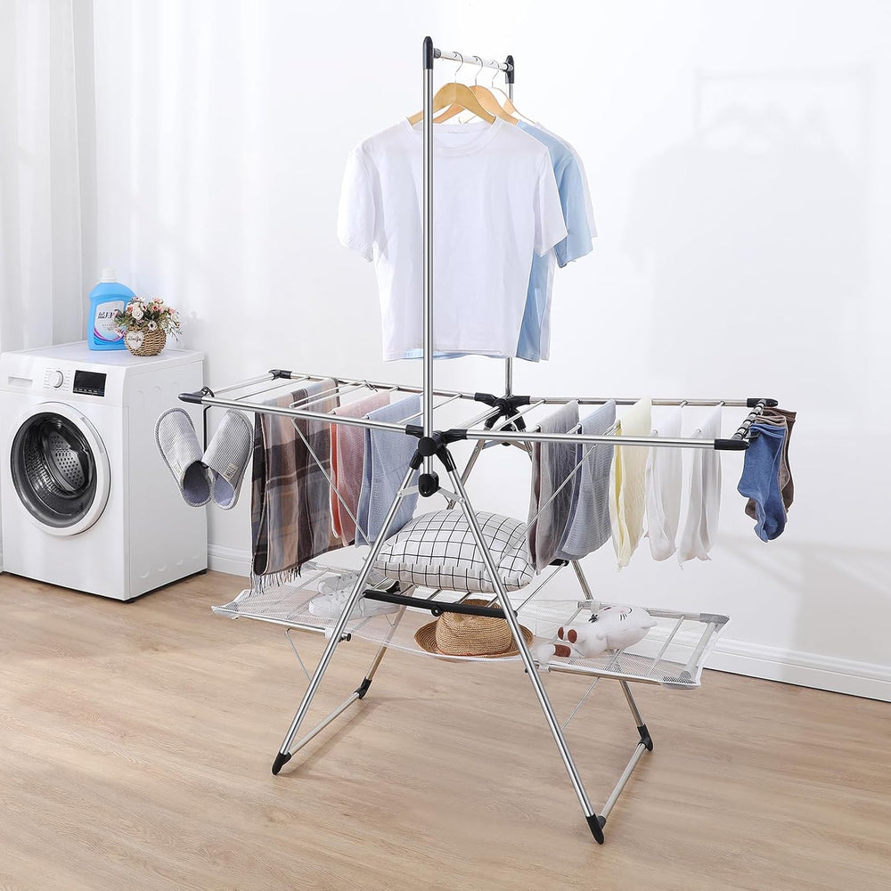 APEXCHASER Clothes Drying Rack, Foldable 2-Level Drying Racks with High Hange...