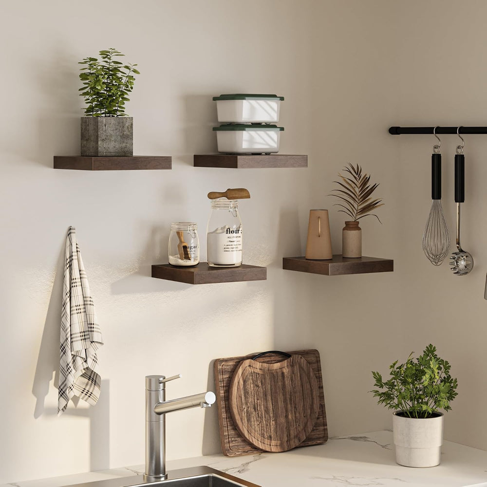 Square Floating Shelves for Wall, 10"W x 10"D x 1.4"H, Set of ...