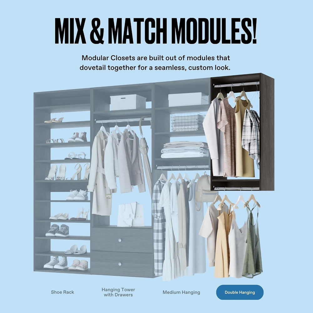 Medium Hanging Closet Unit - Modular Closet System For Hanging - Corner Close...