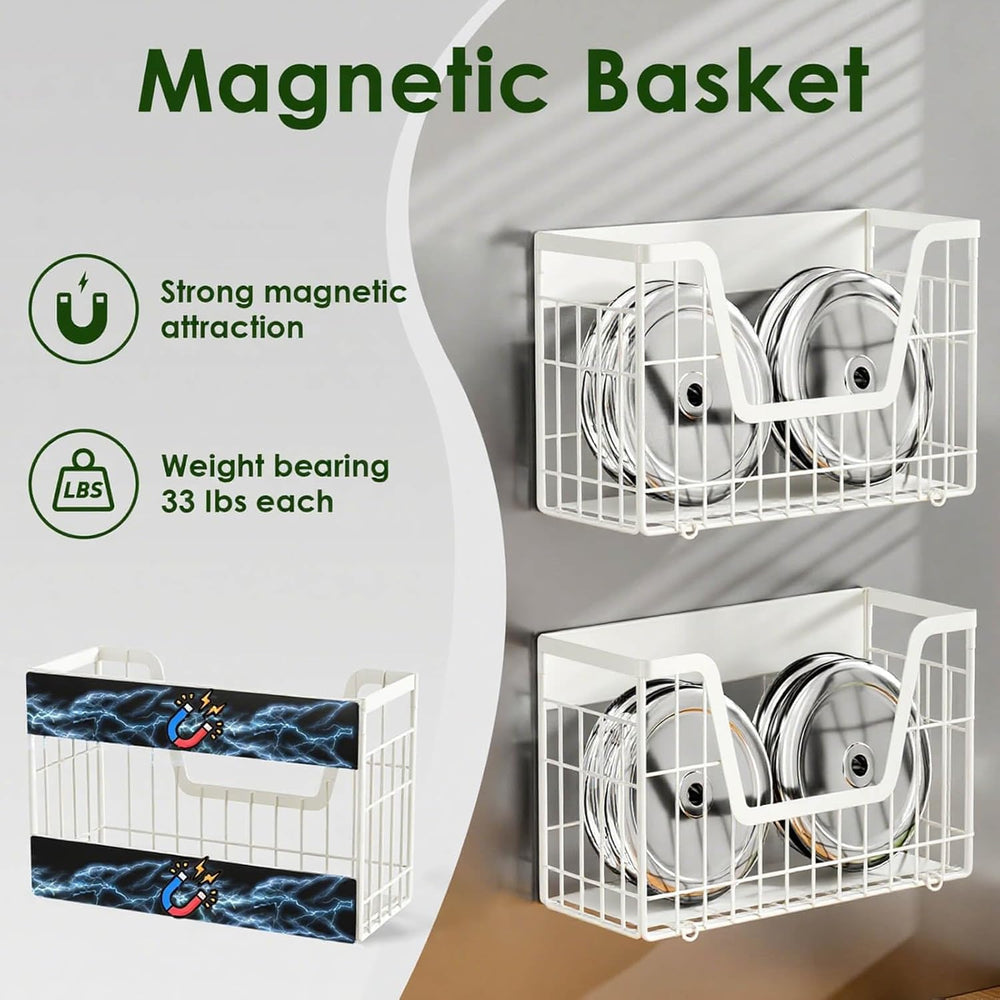 4 Pack Magnetic Shelves For Fridge, White Potato Onion Storage Bin
