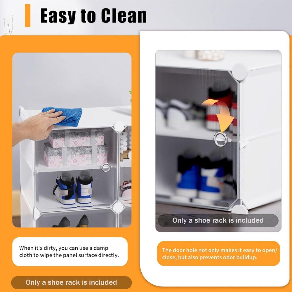 Shoe Rack Organizer, 12 Tier Shoe Storage Cabinet Stackable Detachable Free S...