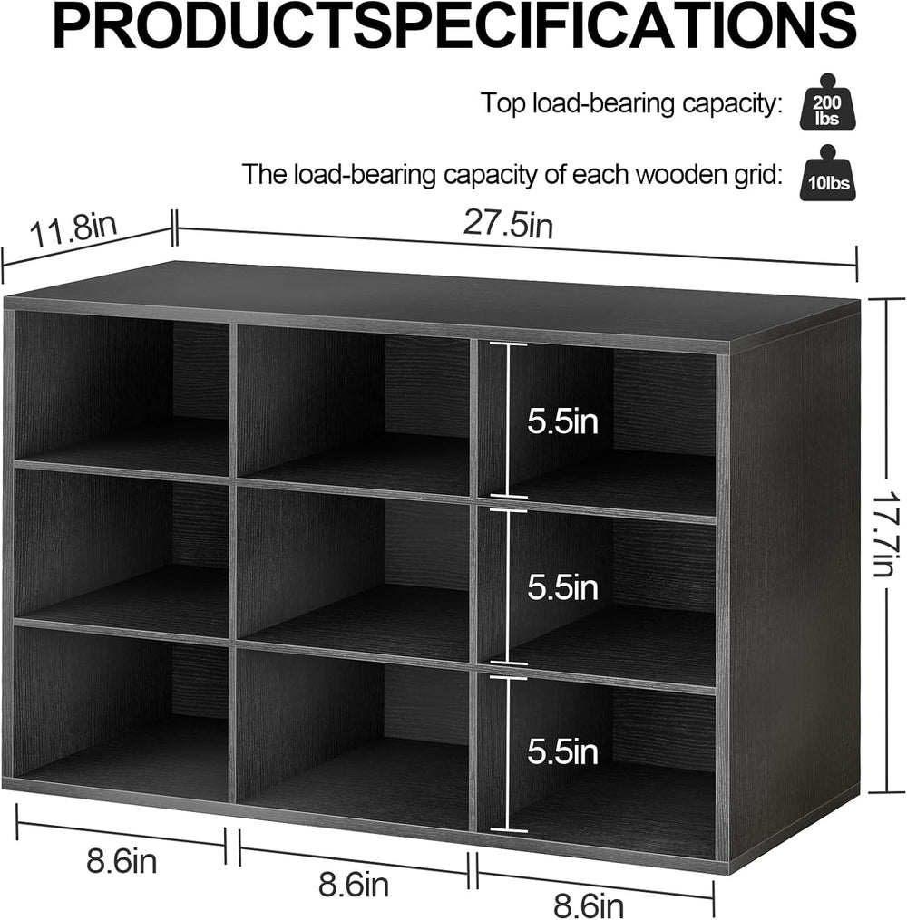 Garden 4 you Shoe Storage Bench, Cubby Shoe Rack with 9 Cubbies, 3-Tier Wood ...