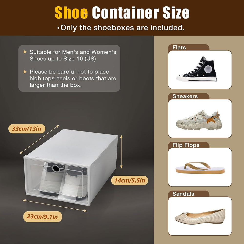 24 Pack Stackable Shoebox Thicken & Sturdy Clear Multifunctional Shoe Box...