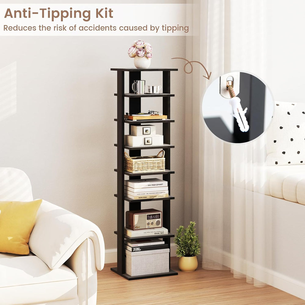 Tangkula 8-Tier Vertical Shoe Rack, Space-Saving Corner Shoe Organizer for 7 ...