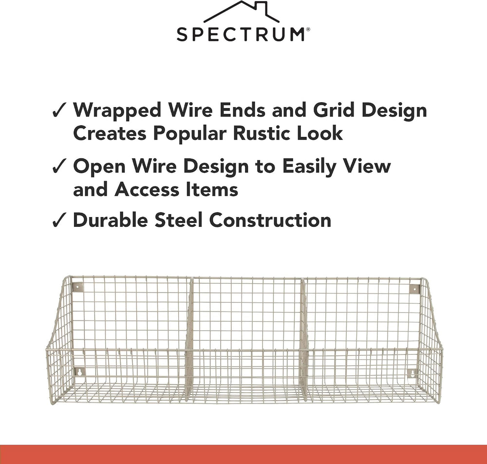 Spectrum Diversified Wall Mount Triple Storage Basket, Satin Nickel