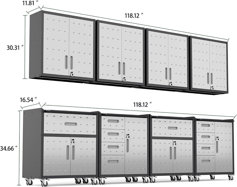 Garage Cabinet System | Heavy Duty Steel All-in-One Modular Garage Cabinet Se...