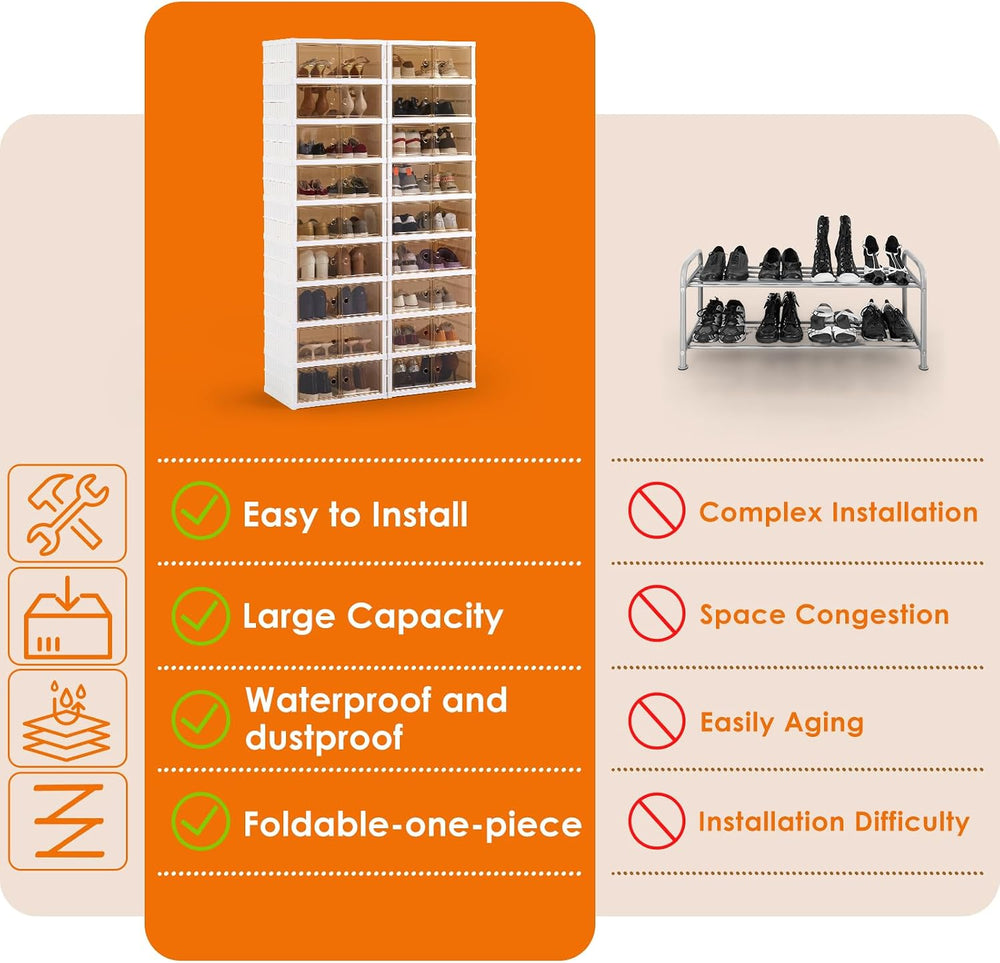 Folding Shoe Rack Storage Device for 9Tiers-36Pairs by 2-Column