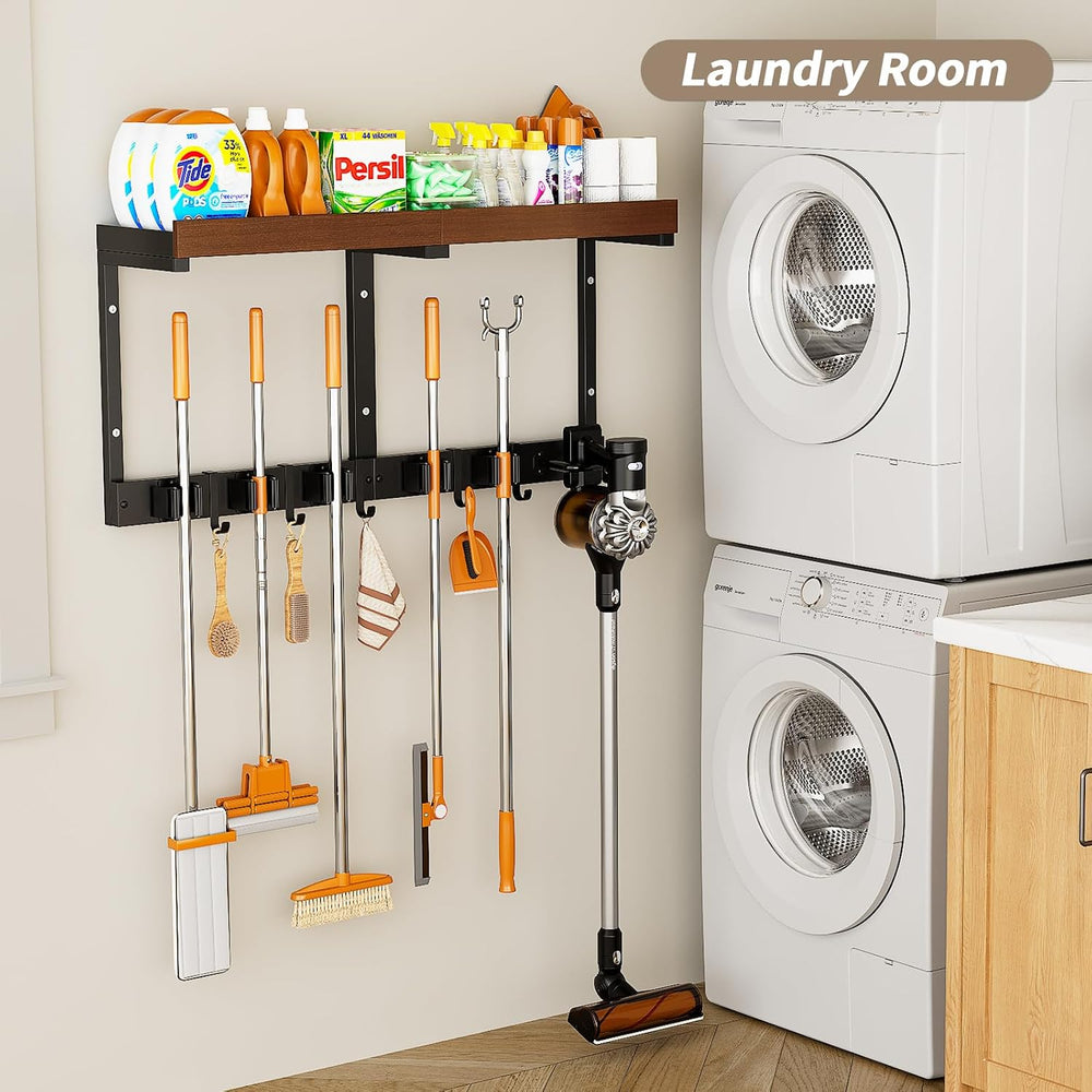 Broom and Mop Organizer Wall Hanging, Broom Hanger Holder Wall Mount