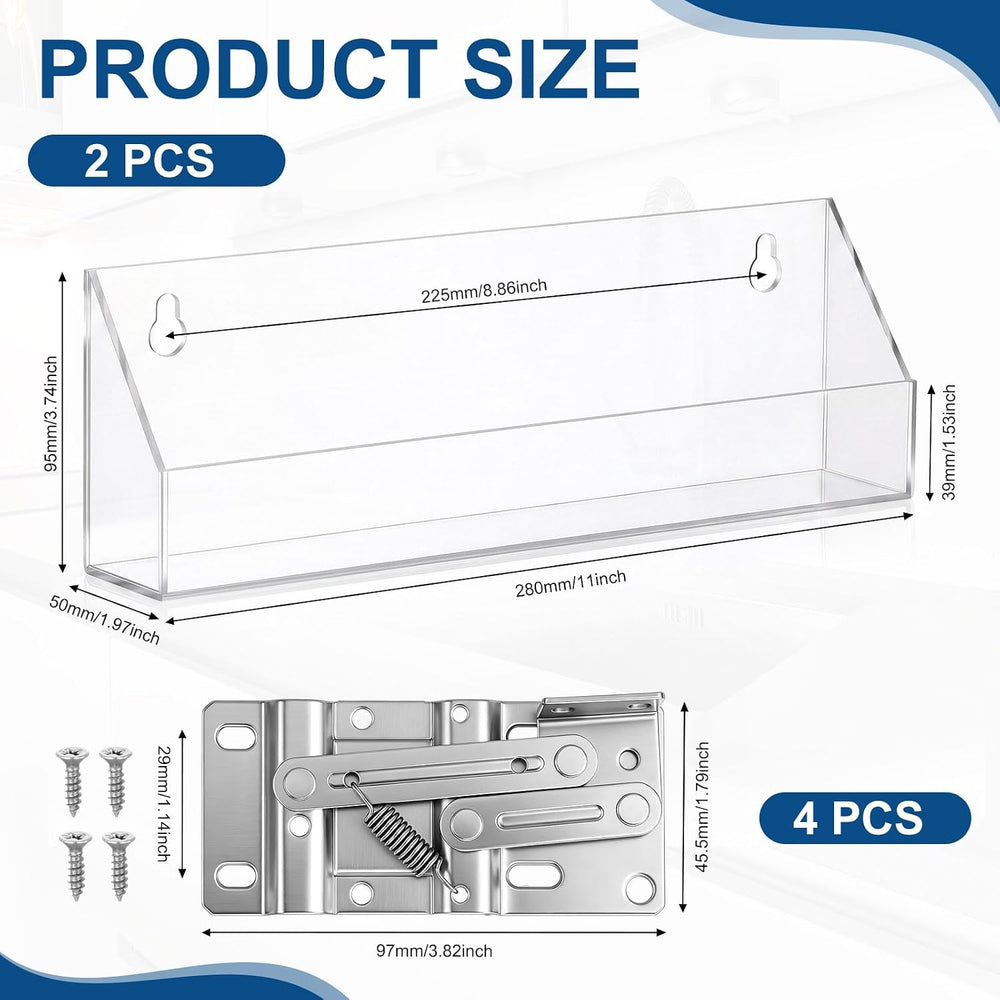 Leinuosen 2 Sets Tip Out Acrylic Sink Trays 11 x 3.7 Inches with 2 Pairs Spri...