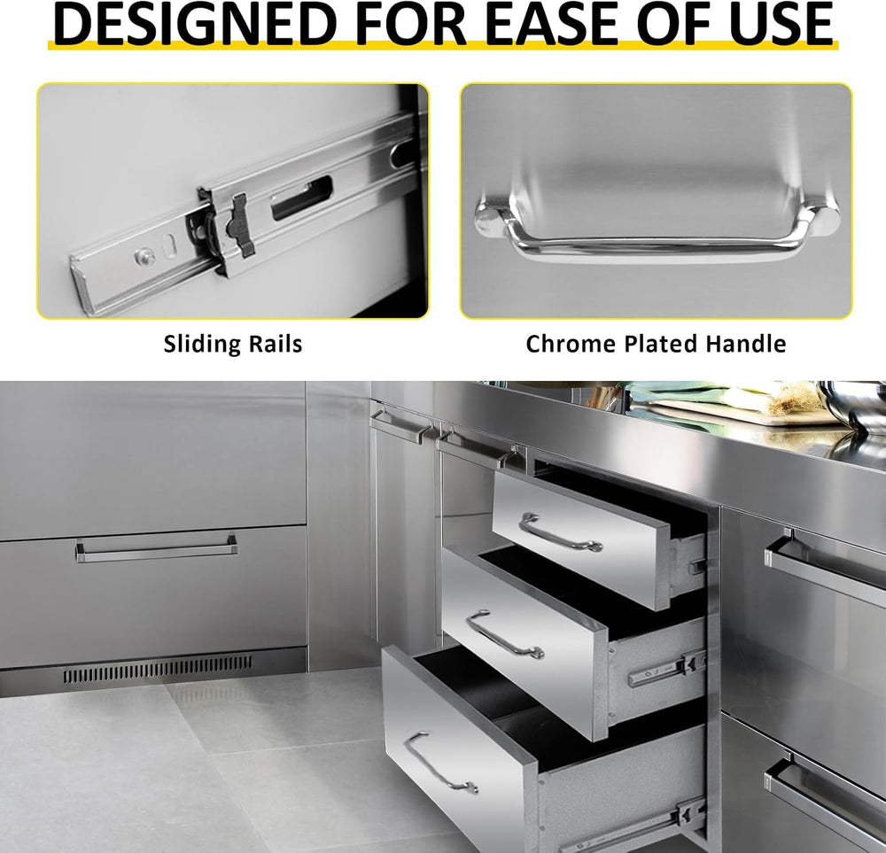 Outdoor Kitchen Drawers 18" W x 21" H x 23" D Flush Mount Trip...