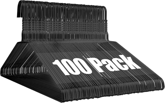 Wire Metal Clothes Hangers Bulk 100 Pack, Slim Space Saving Black