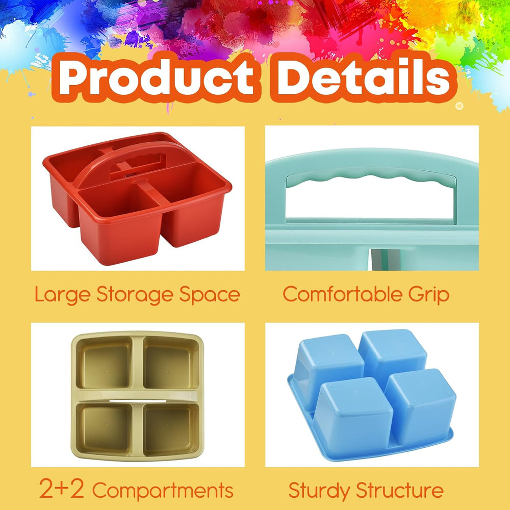 ALINK Plastic Classroom Caddy Organizer with Handle, 6-Pack 4 Compartments