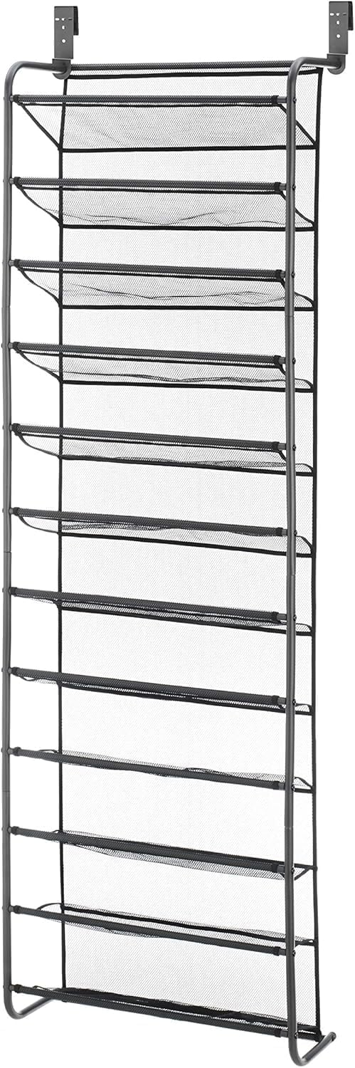 Whitmor 36 Pair Over the Door Shoe Rack, 12 Tier Hanging Shoe Organizer, Heav...