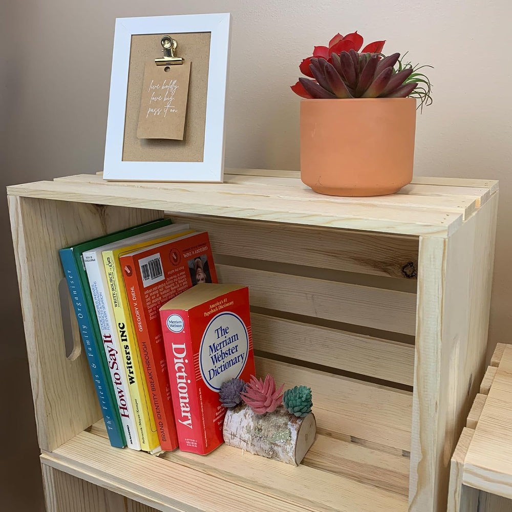 Wilson Large Wooden Pine Crate for Storage and Decoration at Home, Office, Ki...