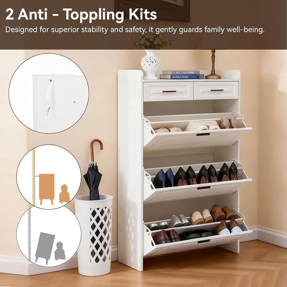 Slim Shoe Storage Cabinet, Hidden Entryway Shoe Rack