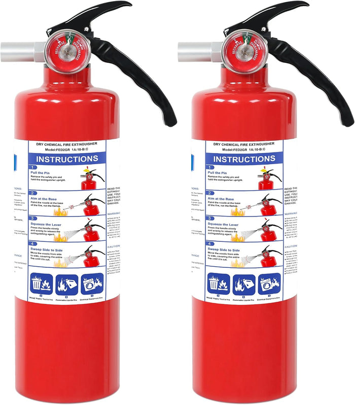 2 Pack ABC Dry Chemical Fire Extinguishers with Mount