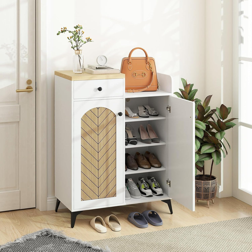 LOKO Shoe Cabinet with Doors, 6-Tier Shoe Storage Cabinet with Drawer, 6 Adju...