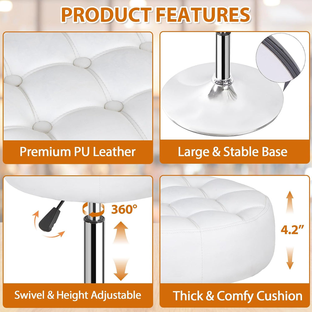 SUPER DEAL Set of 2 Vanity Stools for Makeup, Vanity Ottoman Chair with Adjus...