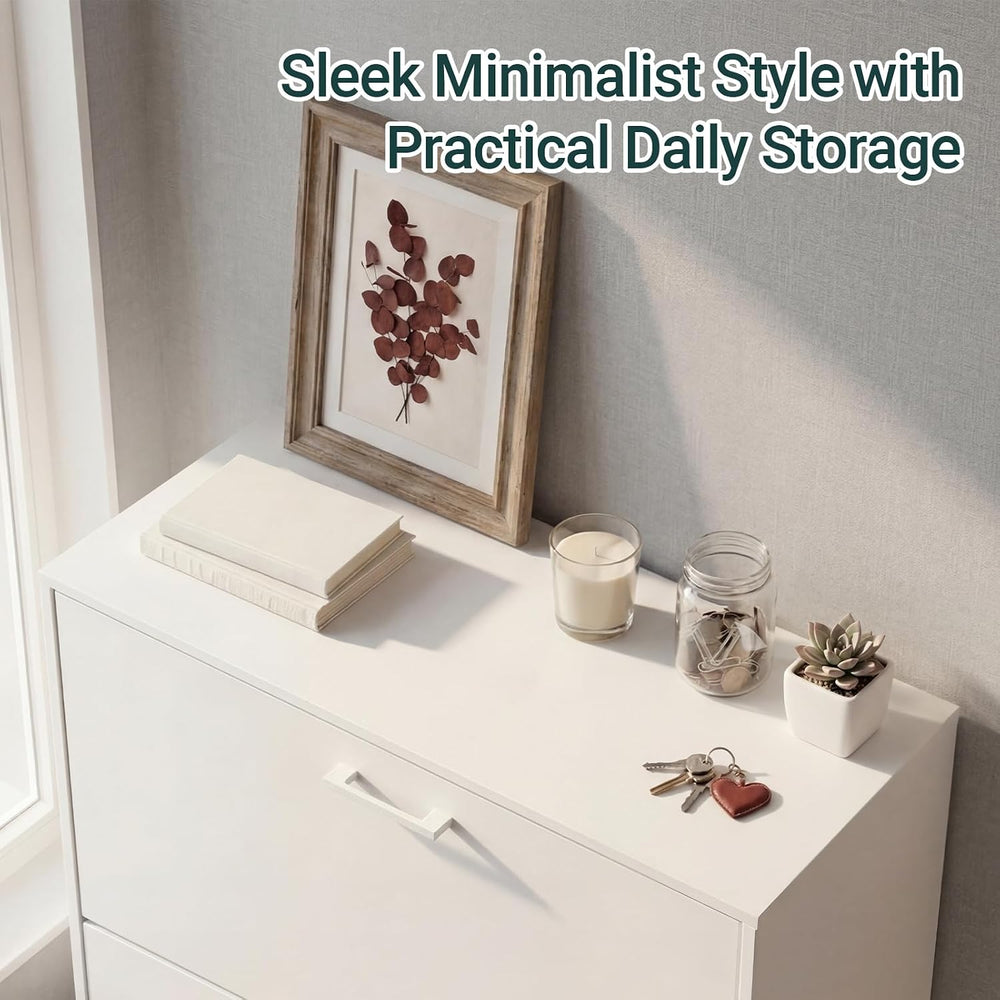 Slim Narrow Shoe Cabinet with 3 Flip Drawers for Entryway, Hallway