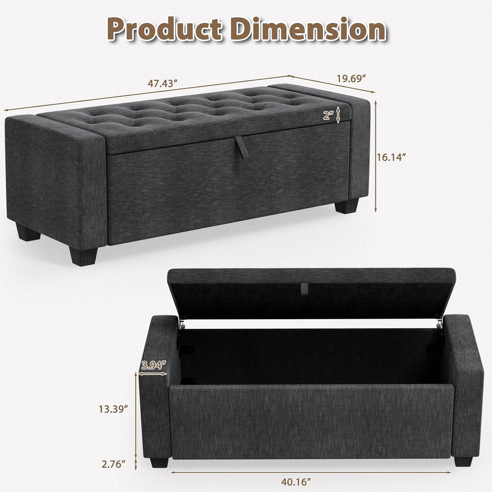 48''Storage Ottoman Bench,Ottoman Foot Rest with Legs,Storage Chest, ...