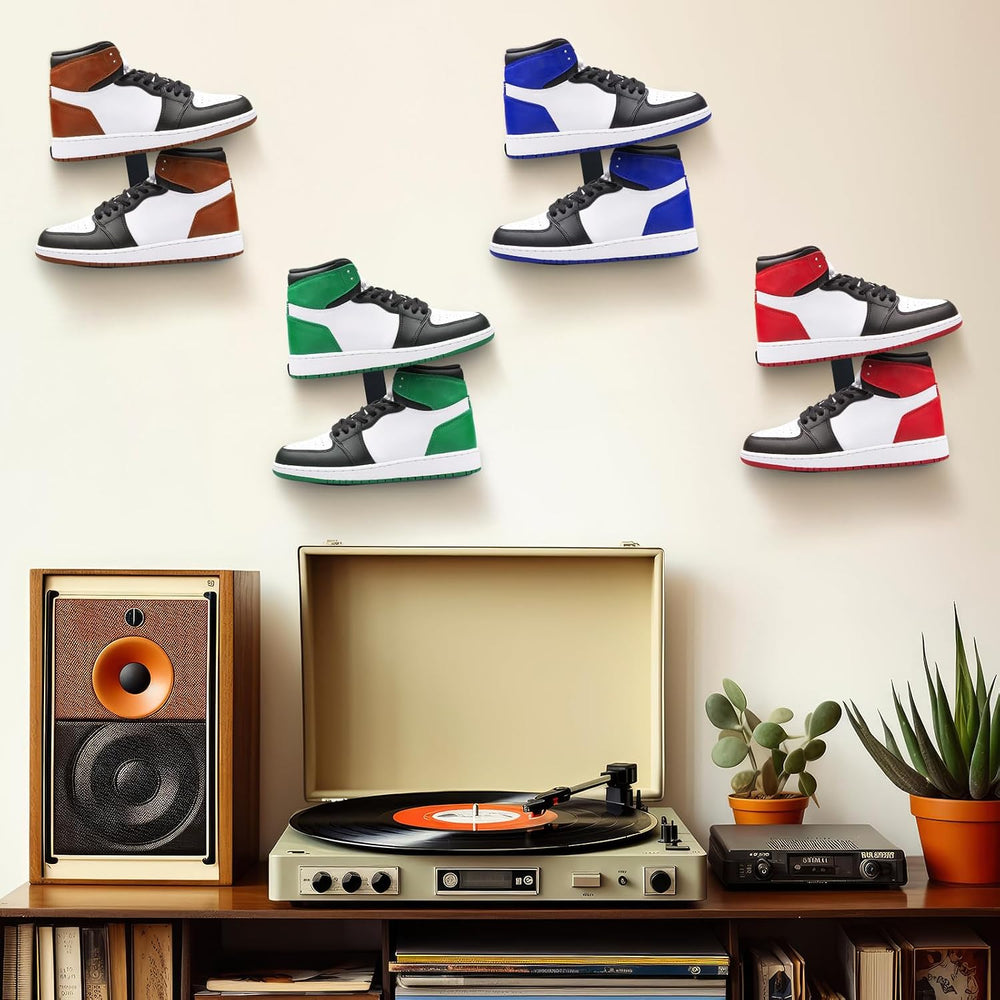 Blulu 4 Sets Floating Shoe Display Shelves for Wall Large Metal Hanging Shoe ...