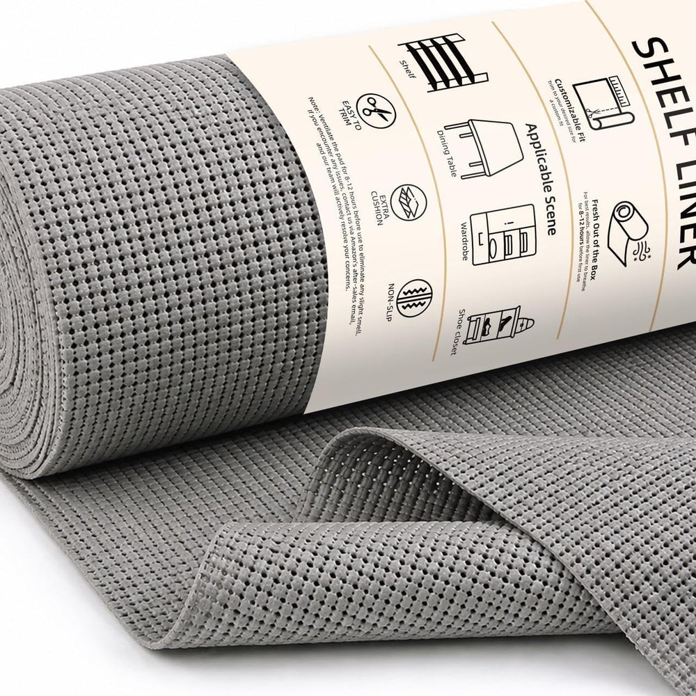 FEXIA Non-Slip Shelf Liner for Kitchen, 17.5IN x 30FT, Dark Gray