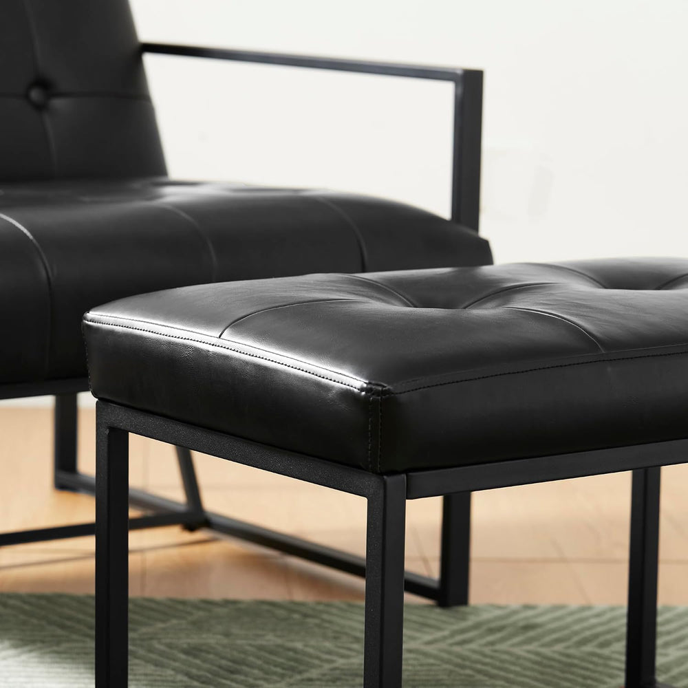 Glitzhome Ottoman Bench, Modern PU Leather Vanity Stools Chairs with Metal Fr...