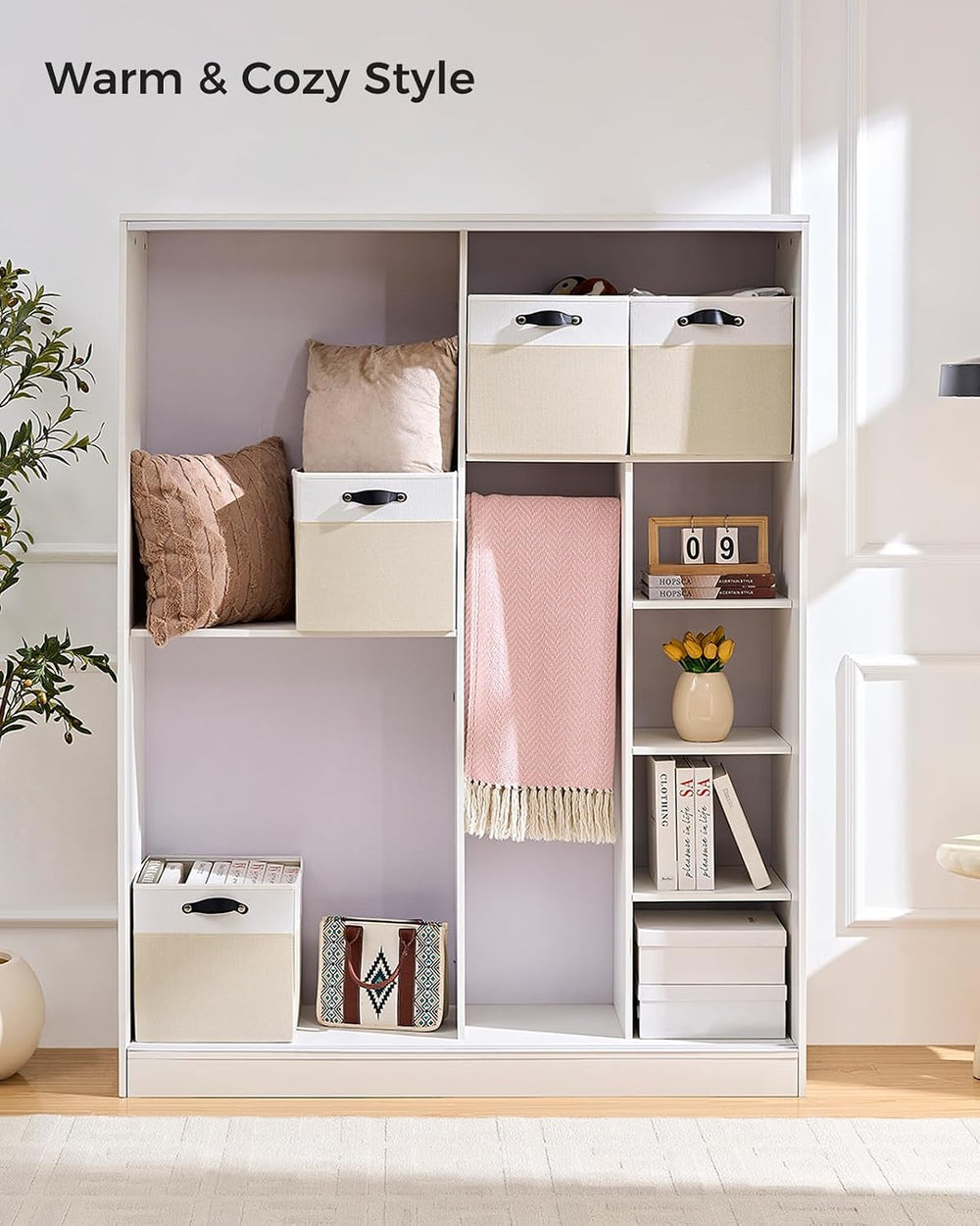Cube Storage Bins | 11.8"x11.8"x9.8", Beige & White, 6 Pack