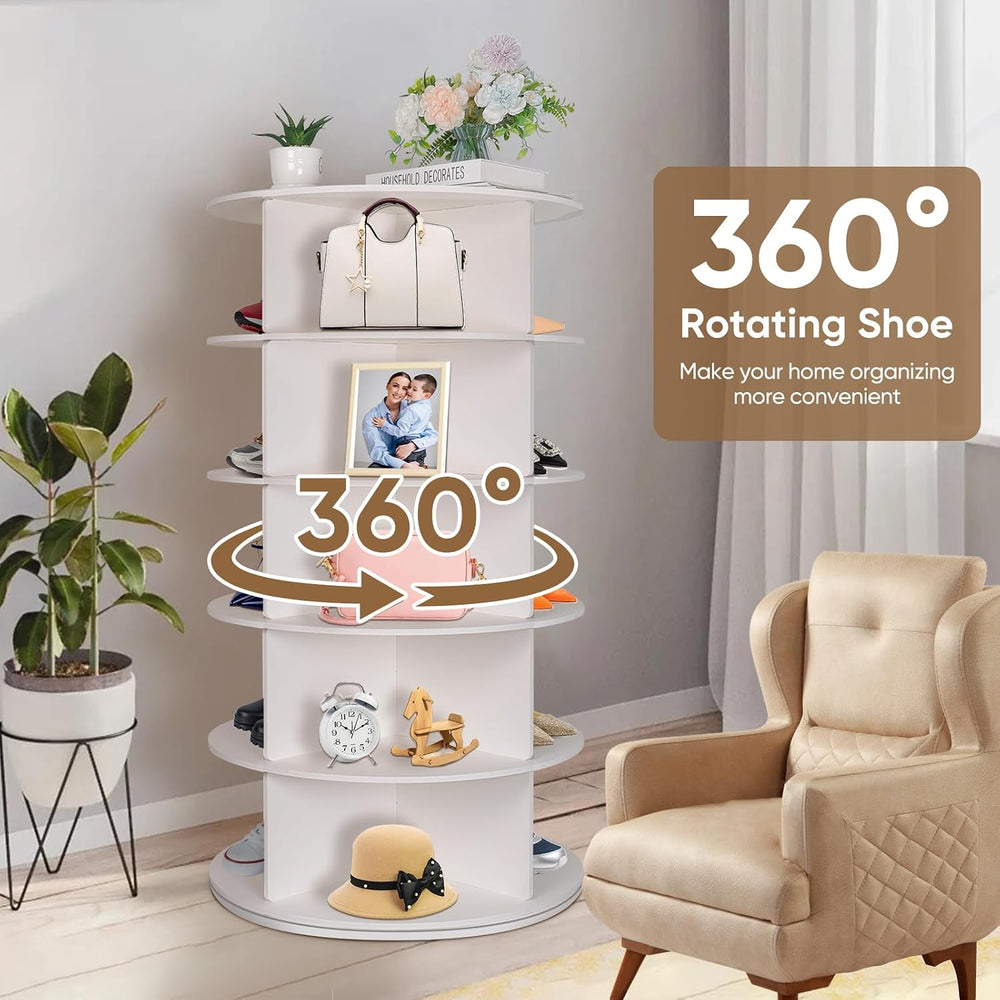 5 Tier Rotating Shoe Rack Tower, 360° Revolving Shoe Organizer, Free Standing...