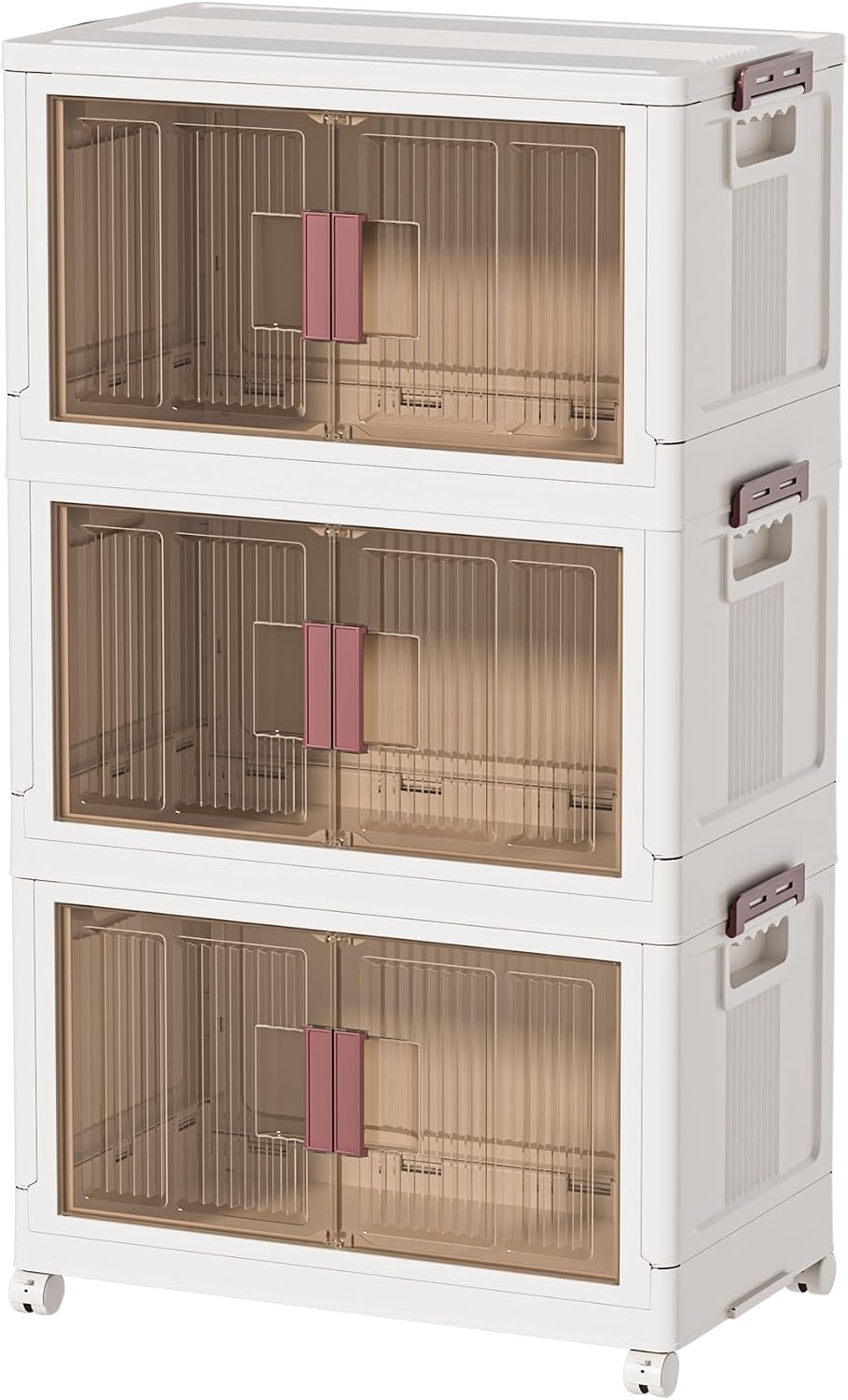 45GAL/180QT 3 tier large stackable storage bins with lid and wheels, collapsi...