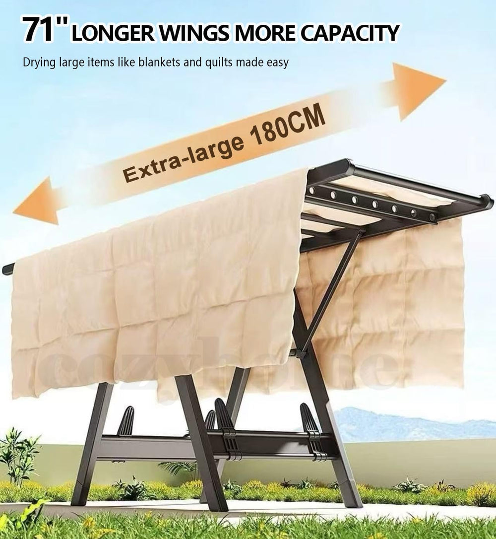71" Foldable Clothes Drying Rack, Heavy Duty Laundry Drying Rack with Wh...