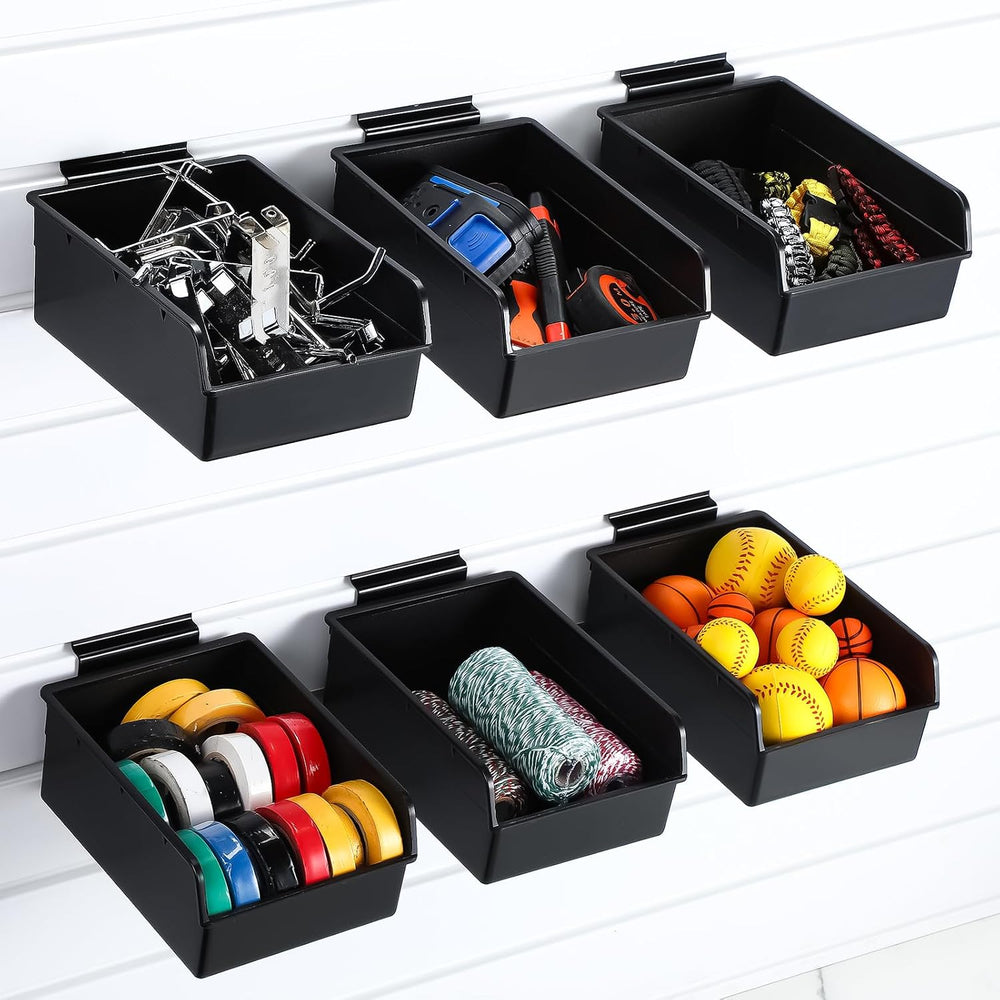 Briwooody 6 Pack Slatwall Bins with Hooks Set, Slatwall Organizer Containers ...