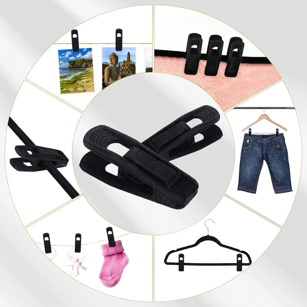 Velvet Hangers Clips Flocked Finger Clips Velvet Clothes Clips Strong Pants H...