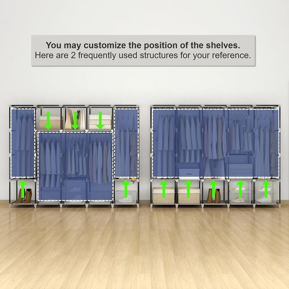 MOGELAFOO 83 Inch Wide Portable Closet Wardrobe, Clothes Storage Rack Organiz...