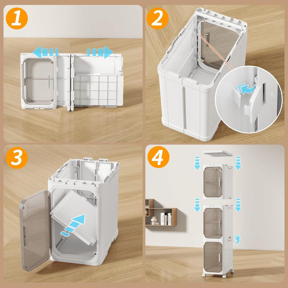 4 Tier Slim Bathroom Storage Cabinet, Foldable and Movable, White