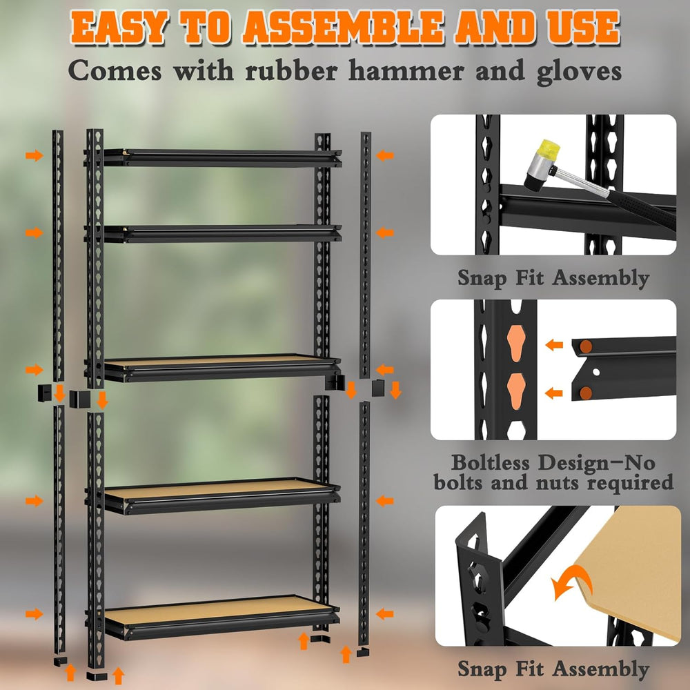 LEVELEVE 5-Tier Storage Shelving Unit, Metal, for Kitchen, Garage, Laundry Ro...
