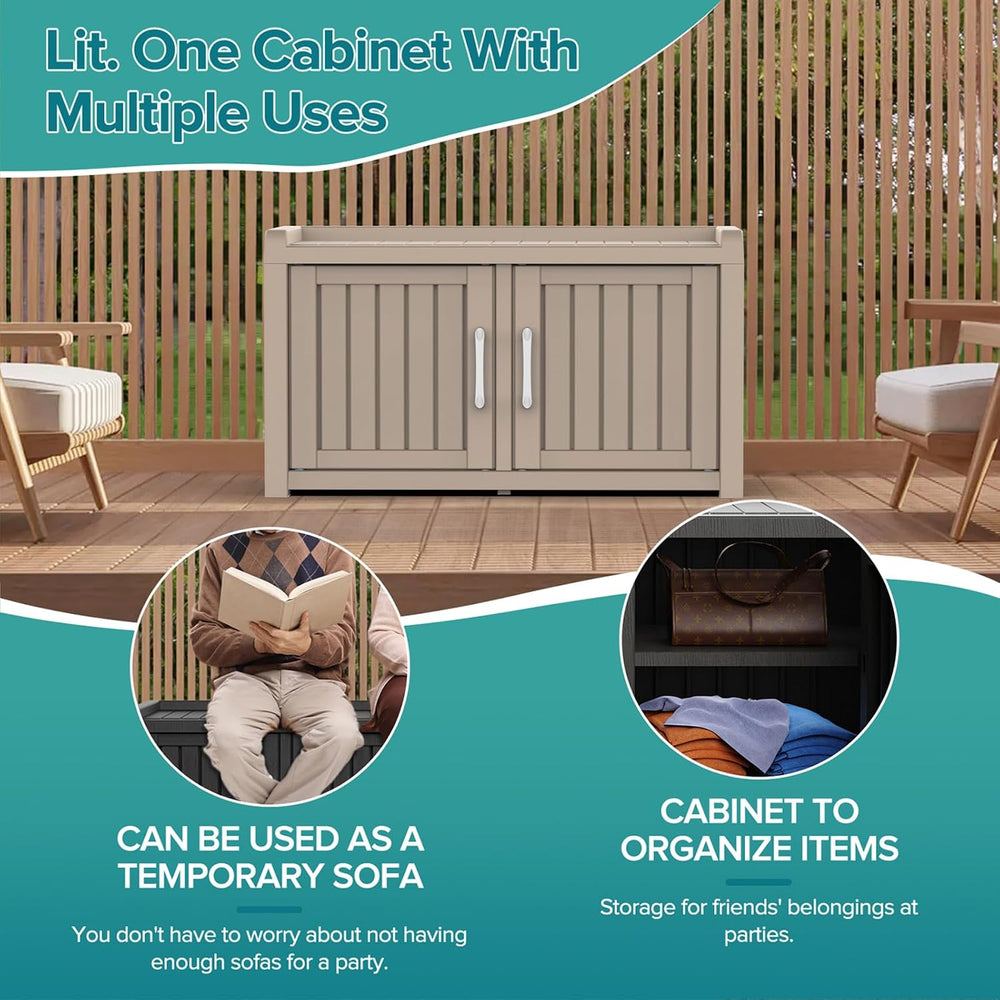 DRATO Indoor Outdoor Shoe Storage Cabinet, Shoe Bench Entryway with Adjustabl...