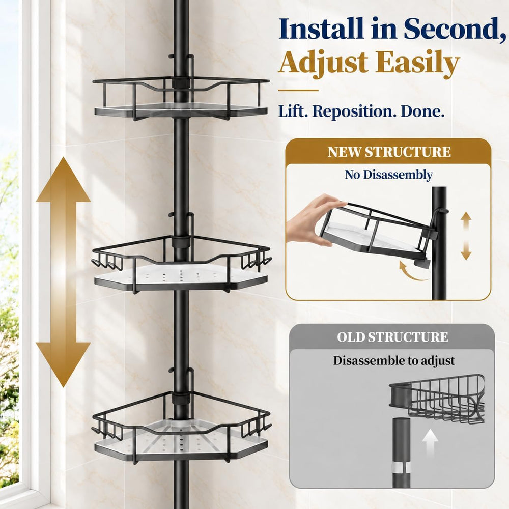 Rustproof Corner Shower Caddy Tension Pole for Shampoo Holder