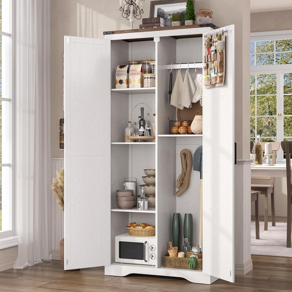 FiveWillowise 69" Tall Storage Cabinet with Adjustable Shelves, Farmhous...