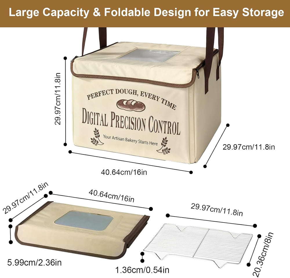 Bread Proofing Box, Folding Dough Proofing Warming Box with 50-113℉ Temp Cont...