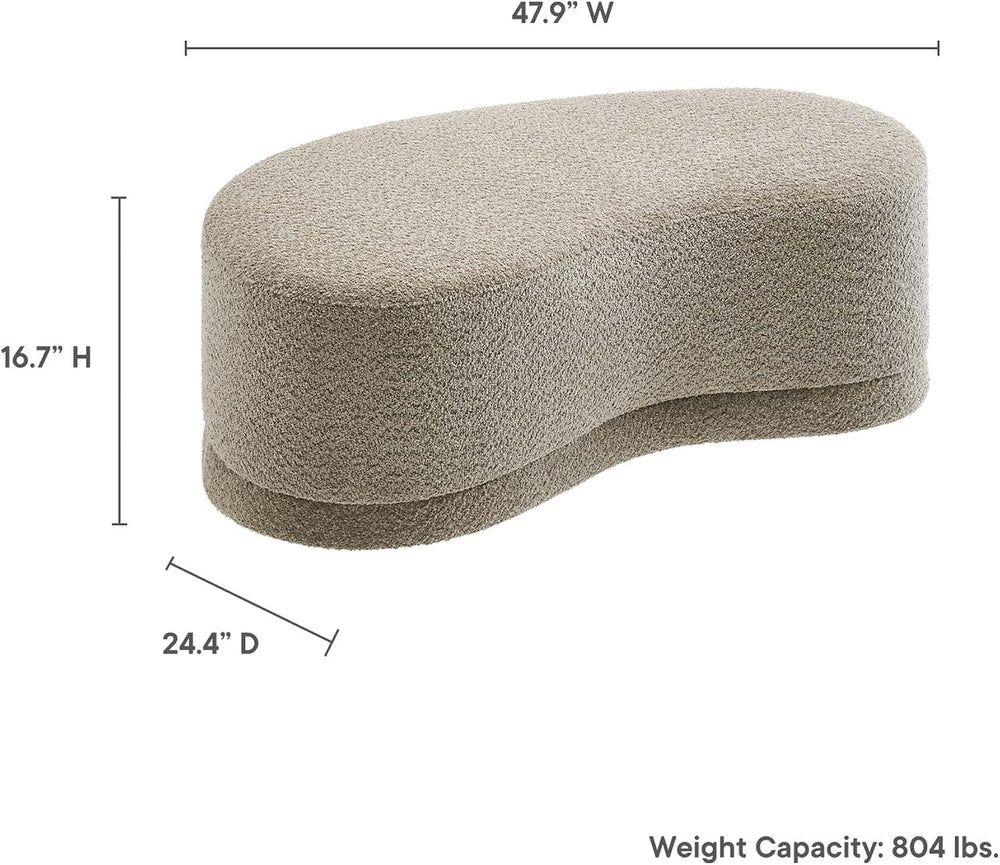 Modway Nimbus 48 Inch Curved Ottoman Bench in Oat - Soft Fabric Chenille Otto...