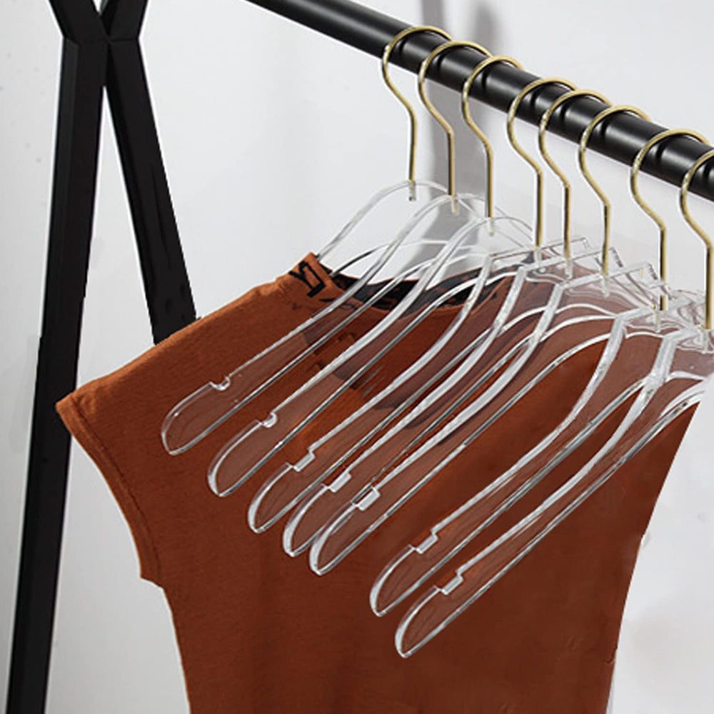 Besser 15 Pack Acrylic Hangers with Gold,Acrylic Clear Hanger,Premium Crystal...
