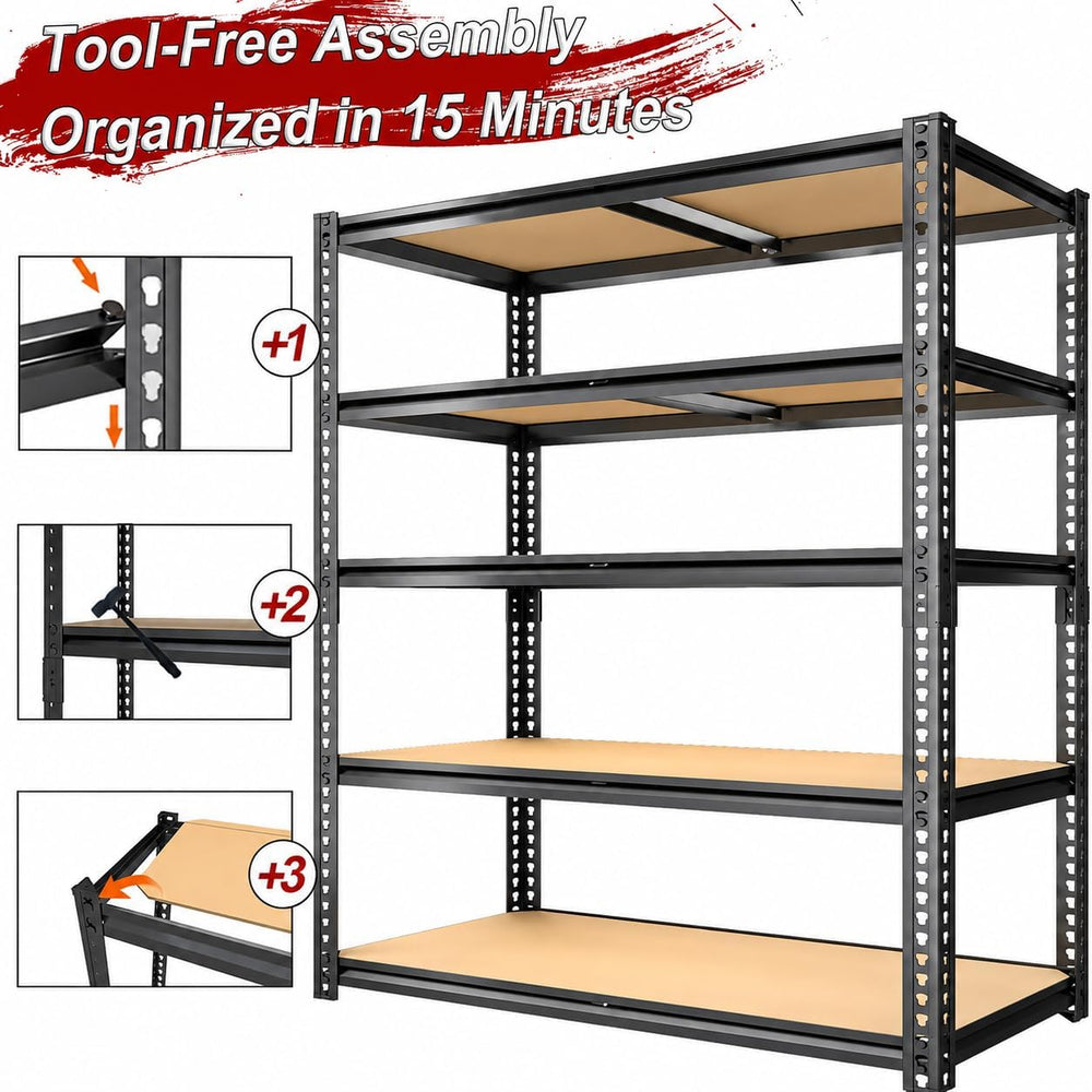 Garage Shelving๏ผ5-Tier Adjustable Storage Shelves,3080LBS Capacity Heavy Duty...